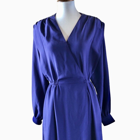 Pierre Cardin Vintage Wrap Dress Purple V-Neck Beaded Sequins - Picture 2 of 12
